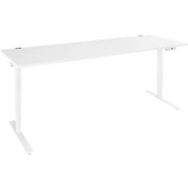 Schäfer Shop Genius Schreibtisch AERO FLEX, elektrisch höhenverstellbar, Rechteck, T-Fuß, B 2000 mm, weiß/weiß + Memorypanel