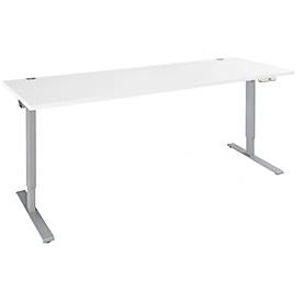 Schäfer Shop Genius Schreibtisch AERO FLEX, elektrisch höhenverstellbar, Rechteck, T-Fuß, B 2000 x T 800 x H 620-1280 mm, weiß/weißalu