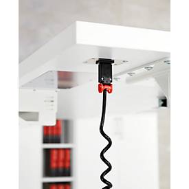 Schäfer Shop Genius Schreibtisch Elements, elektrisch höhenverstellbar, Rechteck, C-Fuß, B 1600 x T 800 x H 645-1300 mm, weiß + Technikeinbau