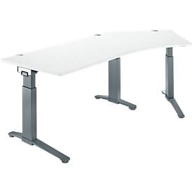 Schäfer Shop Genius Schreibtisch ERGOSTYLE S, 135°, C-Fuß Gestell, Ansatz rechts, manuell höhenverstellbar, melaminharzbeschichtet, B 2165 x T 800 x H 675-895 mm, weiß/anthrazit+