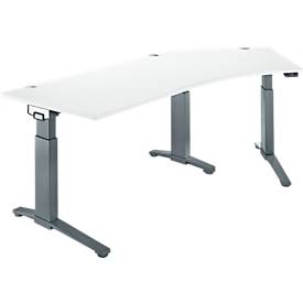 Schäfer Shop Genius Schreibtisch ERGOSTYLE S, 135°, einstufig, elektrisch höhenverstellbar, Ansatz rechts, C-Fuß, B 2165 x T 800 x H 715-1182 mm, inkl. Memory Master, weiß/anthrazit