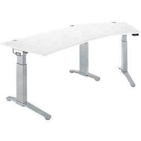 Schäfer Shop Genius Schreibtisch ERGOSTYLE S, 135°, einstufig, elektrisch höhenverstellbar, Ansatz rechts, C-Fuß, B 2165 x T 800 x H 715-1182 mm, inkl. Memory Master, weiß/weißaluminium