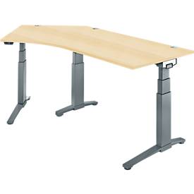 Schäfer Shop Genius Schreibtisch ERGOSTYLE S, 135°, elektrisch höhenverstellbar, Ansatz links, zweistufig, C-Fuß, B 2165 x T 800 x H 645-1305 mm, inkl. Memory Master, Ahorn/anthrazit