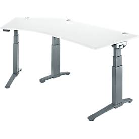 Schäfer Shop Genius Schreibtisch ERGOSTYLE S, 135°, elektrisch höhenverstellbar, Ansatz links, zweistufig, C-Fuß, B 2165 x T 800 x H 645-1305 mm, inkl. Memory Master, weiß/anthrazit