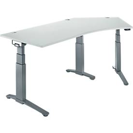 Schäfer Shop Genius Schreibtisch ERGOSTYLE S, 135°, elektrisch höhenverstellbar, Ansatz rechts, zweistufig, C-Fuß, B 2165 x T 800 x H 645-1305 mm, inkl. Memory Master, lichtgrau/anthrazit