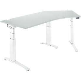Schäfer Shop Genius Schreibtisch ERGOSTYLE S, 135°, elektrisch höhenverstellbar, Ansatz rechts, zweistufig, C-Fuß, B 2165 x T 800 x H 645-1305 mm, inkl. Memory Master, lichtgrau/weiß