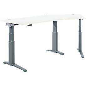 Schäfer Shop Genius Schreibtisch ERGOSTYLE S, 135°, elektrisch höhenverstellbar, Ansatz rechts, zweistufig, C-Fuß, B 2165 x T 800 x H 645-1305 mm, inkl. Memory Master, weiß/anthrazit
