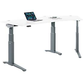 Schäfer Shop Genius Schreibtisch ERGOSTYLE S, 135°, elektrisch höhenverstellbar, Ansatz rechts, zweistufig, C-Fuß, B 2165 x T 800 x H 645-1305 mm, inkl. Memory Master, weiß/anthrazit