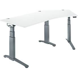 Schäfer Shop Genius Schreibtisch ERGOSTYLE S, 135°, elektrisch höhenverstellbar, Ansatz rechts, zweistufig, C-Fuß, B 2165 x T 800 x H 645-1305 mm, inkl. Memory Master, weiß/anthrazit