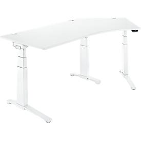 Schäfer Shop Genius Schreibtisch ERGOSTYLE S, 135°, elektrisch höhenverstellbar, Ansatz rechts, zweistufig, C-Fuß, B 2165 x T 800 x H 645-1305 mm, inkl. Memory Master, weiß/weiß