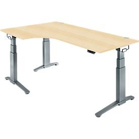 Schäfer Shop Genius Schreibtisch ERGOSTYLE S, 90°, Ansatz links, elektrisch höhenverstellbar, C-Fuß, zweistufig, B 2000 x T 800 x H 645-1305 mm, inkl. Memory Master, Ahorn/anthrazit