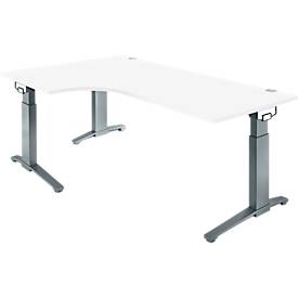 Schäfer Shop Genius Schreibtisch ERGOSTYLE S, 90°, C-Fuß Gestell, Ansatz links, manuell höhenverstellbar, melaminharzbeschichtet, B 2000 x T 800 x H 675-895 mm, weiß/anthrazit