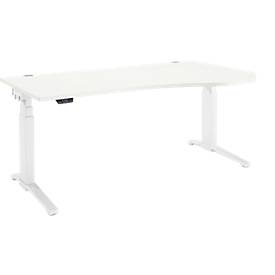 Schäfer Shop Genius Schreibtisch ERGOSTYLE S, elektrisch höhenverstellbar, Ansatz rechts, zweistufig, C-Fuß, B 1800 x T 800/1000 x H 645-1305 mm, inkl. Memory Master, weiß/weiß