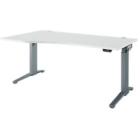Schäfer Shop Genius Schreibtisch ERGOSTYLE S, elektrisch höhenverstellbar, einstufig, Ansatz links, C-Fuß, B 1800 x T 800/1000 x H 715-1182 mm, inkl. Memory Master, lichtgrau/anthrazit