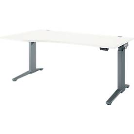 Schäfer Shop Genius Schreibtisch ERGOSTYLE S, elektrisch höhenverstellbar, einstufig, Ansatz links, C-Fuß, B 1800 x T 800/1000 x H 715-1182 mm, inkl. Memory Master, weiß/anthrazit