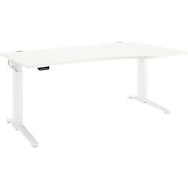 Schäfer Shop Genius Schreibtisch ERGOSTYLE S, elektrisch höhenverstellbar, einstufig, Ansatz rechts, C-Fuß, B 1800 x T 800/1000 x H 715-1182 mm, inkl. Memory Master, weiß/weiß