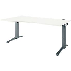 Schäfer Shop Genius Schreibtisch ERGOSTYLE S, manuell höhenverstellbar, Rechteck, C-Fuß, Ansatz links, B 1800 x T 800/1000 x H 675-895 mm, weiß/anthrazit