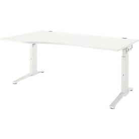 Schäfer Shop Genius Schreibtisch ERGOSTYLE S, manuell höhenverstellbar, Rechteck, C-Fuß, Ansatz links, B 1800 x T 800/1000 x H 675-895 mm, weiß/weiß