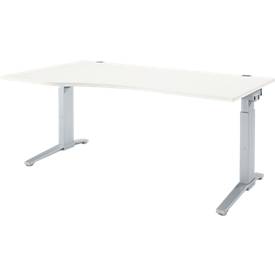 Schäfer Shop Genius Schreibtisch ERGOSTYLE S, manuell höhenverstellbar, Rechteck, C-Fuß, Ansatz links, B 1800 x T 800/1000 x H 675-895 mm, weiß/weißaluminium