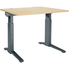 Schäfer Shop Genius Schreibtisch ERGOSTYLE S, manuell höhenverstellbar, Rechteck, C-Fuß, B 1200 x T 800 x H 675-895 mm, ahorn/anthrazit