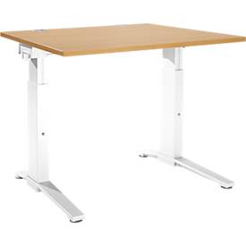 Schäfer Shop Genius Schreibtisch ERGOSTYLE S, manuell höhenverstellbar, Rechteck, C-Fuß, B 1200 x T 800 x H 675-895 mm, Buche/weiß