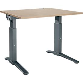 Schäfer Shop Genius Schreibtisch ERGOSTYLE S, manuell höhenverstellbar, Rechteck, C-Fuß, B 1200 x T 800 x H 675-895 mm, eiche/anthrazit