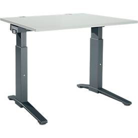 Schäfer Shop Genius Schreibtisch ERGOSTYLE S, manuell höhenverstellbar, Rechteck, C-Fuß, B 1200 x T 800 x H 675-895 mm, lichtgrau/anthrazit