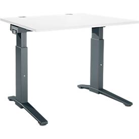 Schäfer Shop Genius Schreibtisch ERGOSTYLE S, manuell höhenverstellbar, Rechteck, C-Fuß, B 1200 x T 800 x H 675-895 mm, weiß/anthrazit