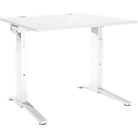 Schäfer Shop Genius Schreibtisch ERGOSTYLE S, manuell höhenverstellbar, Rechteck, C-Fuß, B 1200 x T 800 x H 675-895 mm, weiß/weiß