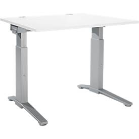 Schäfer Shop Genius Schreibtisch ERGOSTYLE S, manuell höhenverstellbar, Rechteck, C-Fuß, B 1200 x T 800 x H 675-895 mm, weiß/weißaluminium