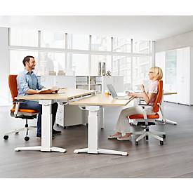 Schäfer Shop Genius Schreibtisch ERGOSTYLE S, manuell höhenverstellbar, Rechteck, C-Fuß, B 1600 x T 800 x H 675-895 mm, ahorn/weiß