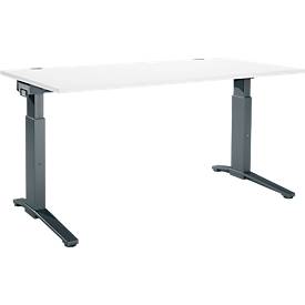 Schäfer Shop Genius Schreibtisch ERGOSTYLE S, manuell höhenverstellbar, Rechteck, C-Fuß, B 1600 x T 800 x H 675-895 mm, weiß/anthrazit