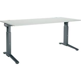 Schäfer Shop Genius Schreibtisch ERGOSTYLE S, manuell höhenverstellbar, Rechteck, C-Fuß, B 1800 x T 800 x H 675-895 mm, weiß/anthrazit