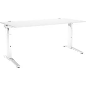 Schäfer Shop Genius Schreibtisch ERGOSTYLE S, manuell höhenverstellbar, Rechteck, C-Fuß, B 1800 x T 800 x H 675-895 mm, weiß/weiß