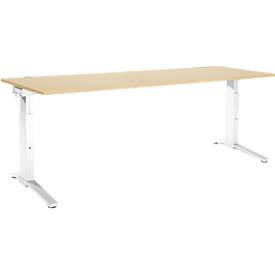 Schäfer Shop Genius Schreibtisch ERGOSTYLE S, manuell höhenverstellbar, Rechteck, C-Fuß, B 2000 x T 800 x H 675-895 mm, ahorn/weiß