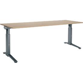 Schäfer Shop Genius Schreibtisch ERGOSTYLE S, manuell höhenverstellbar, Rechteck, C-Fuß, B 2000 x T 800 x H 675-895 mm, eiche/anthrazit