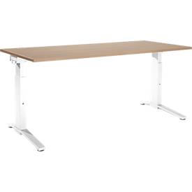 Schäfer Shop Genius Schreibtisch ERGOSTYLE S, manuell höhenverstellbar, Rechteck, C-Fuß, B 2000 x T 800 x H 675-895 mm, eiche/weiß