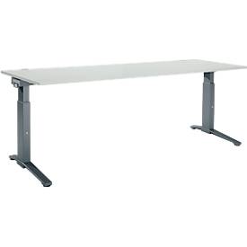 Schäfer Shop Genius Schreibtisch ERGOSTYLE S, manuell höhenverstellbar, Rechteck, C-Fuß, B 2000 x T 800 x H 675-895 mm, lichtgrau/anthrazit