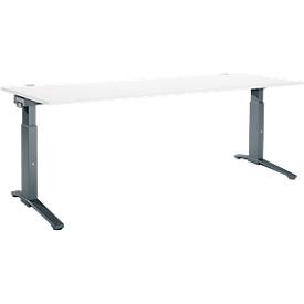 Schäfer Shop Genius Schreibtisch ERGOSTYLE S, manuell höhenverstellbar, Rechteck, C-Fuß, B 2000 x T 800 x H 675-895 mm, weiß/anthrazit