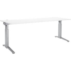 Schäfer Shop Genius Schreibtisch ERGOSTYLE S, manuell höhenverstellbar, Rechteck, C-Fuß, B 2000 x T 800 x H 675-895 mm, weiß/weißaluminium