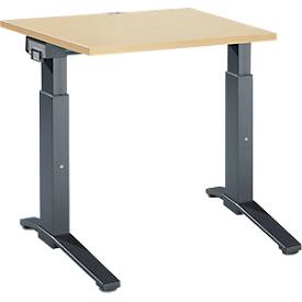 Schäfer Shop Genius Schreibtisch ERGOSTYLE S, manuell höhenverstellbar, Rechteck, C-Fuß, B 800 x T 800 x H 675-895 mm, ahorn/anthrazit
