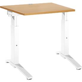 Schäfer Shop Genius Schreibtisch ERGOSTYLE S, manuell höhenverstellbar, Rechteck, C-Fuß, B 800 x T 800 x H 675-895 mm, Buche/weiß