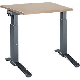 Schäfer Shop Genius Schreibtisch ERGOSTYLE S, manuell höhenverstellbar, Rechteck, C-Fuß, B 800 x T 800 x H 675-895 mm, eiche/anthrazit