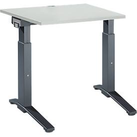 Schäfer Shop Genius Schreibtisch ERGOSTYLE S, manuell höhenverstellbar, Rechteck, C-Fuß, B 800 x T 800 x H 675-895 mm, lichtgrau/anthrazit