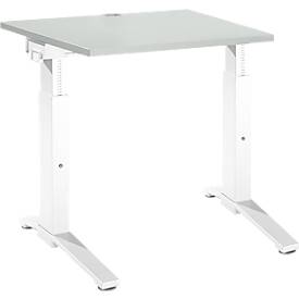 Schäfer Shop Genius Schreibtisch ERGOSTYLE S, manuell höhenverstellbar, Rechteck, C-Fuß, B 800 x T 800 x H 675-895 mm, lichtgrau/weiß