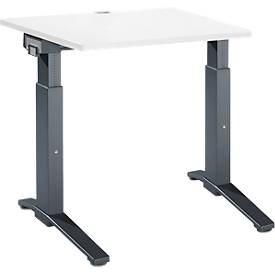 Schäfer Shop Genius Schreibtisch ERGOSTYLE S, manuell höhenverstellbar, Rechteck, C-Fuß, B 800 x T 800 x H 675-895 mm, weiß/anthrazit