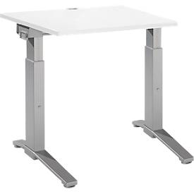 Schäfer Shop Genius Schreibtisch ERGOSTYLE S, manuell höhenverstellbar, Rechteck, C-Fuß, B 800 x T 800 x H 675-895 mm, weiß/weißaluminium