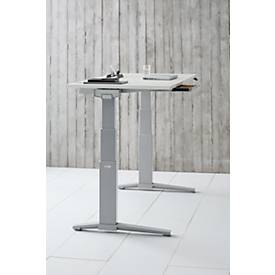 Schäfer Shop Genius Schreibtisch ERGOSTYLE S, Rechteck, 2-stufig elektrisch höhenverstellbar, C-Fuß, B 1600 x T 800 x H 635-1305 mm, inkl. Memory Master + Schublade, weiß/weißaluminium