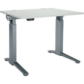 Schäfer Shop Genius Schreibtisch ERGOSTYLE S, Rechteck, elektrisch höhenverstellbar, einstufig, C-Fuß, B 1200 x T 800 x H 715-1182 mm, inkl. Memory Master, lichtgrau/anthrazit