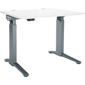 Schäfer Shop Genius Schreibtisch ERGOSTYLE S, Rechteck, elektrisch höhenverstellbar, einstufig, C-Fuß, B 1200 x T 800 x H 715-1182 mm, inkl. Memory Master, weiß/anthrazit